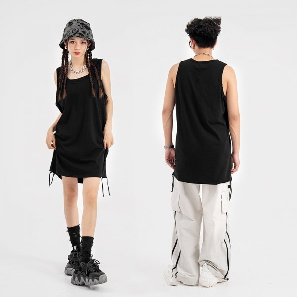 Solid Color Loose Round Neck Vest T-shirt